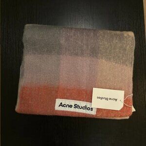 Acne Studios Checked Wool Scarf with Fringe